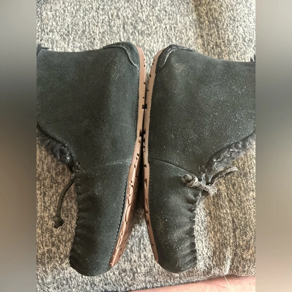 UGG Alena Wool Lined Black Suede Moccasin Slippers‎ Girls Youth Size 2 EUR 33.5